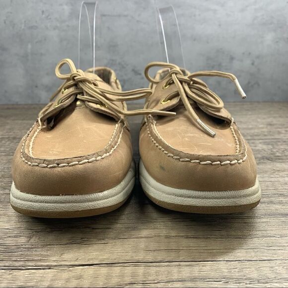 Sperry Top-Sider “Intrepid” Women's Leather~Dot Linen/Gold~Boat Shoes~Size 7.5 - Picture 3 of 11